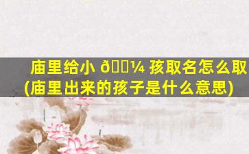 庙里给小 🌼 孩取名怎么取(庙里出来的孩子是什么意思)